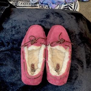 Pink UGG Dakota moccasin slippers
